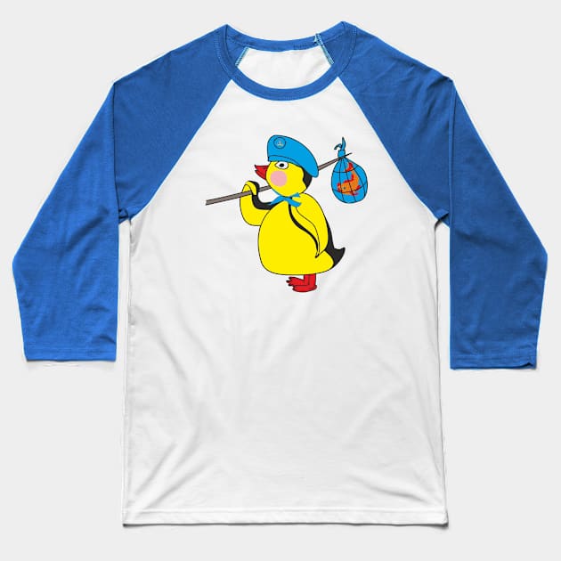 Duckling sailor with fish Baseball T-Shirt by Alekvik